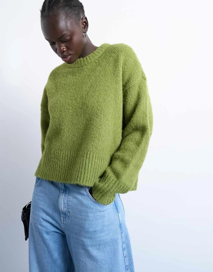 Вязаный свитер Topshop middle ultimate зеленого цвета green