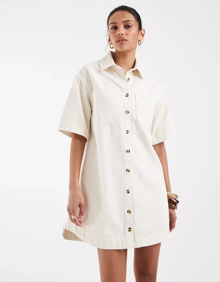 Женское джинсовое платье ASOS Design свободного кроя, экрю