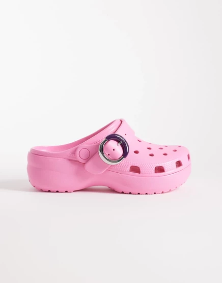 Женские сабо Crocs Classic Platform с пряжкой, розовые