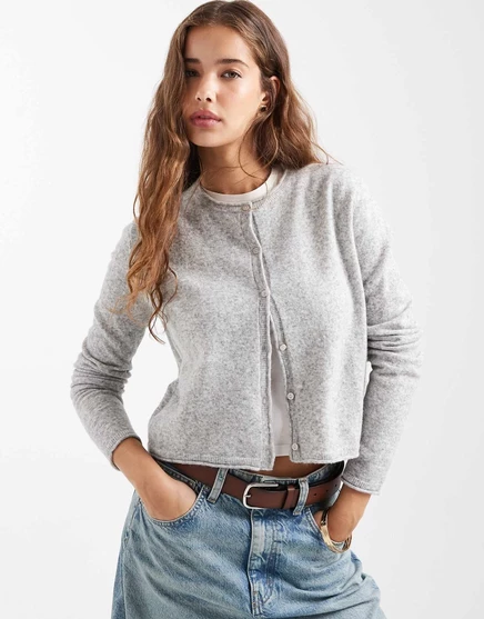 Подростковый вязаный кардиган Mango серого цвета  gray