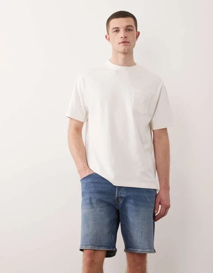 Jack &amp Jones Rick slim denim shorts in mid blue blue denim