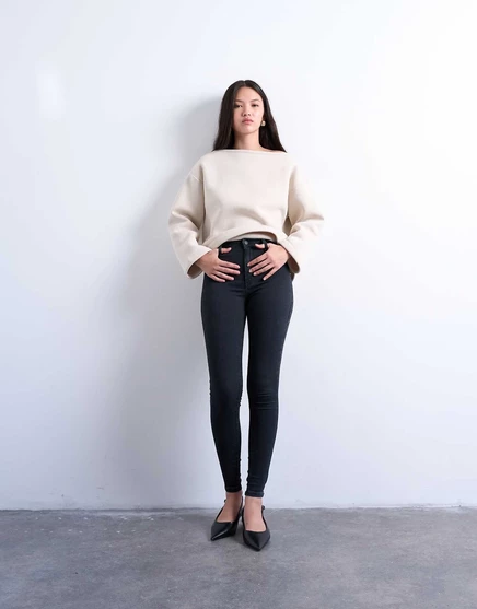 Застиранные черные джинсы-скинни с высокой посадкой от Topshop Joni washed black