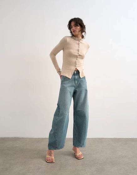 Женские джинсы TopShop Horseshoe barrel средней посадки, зеленые