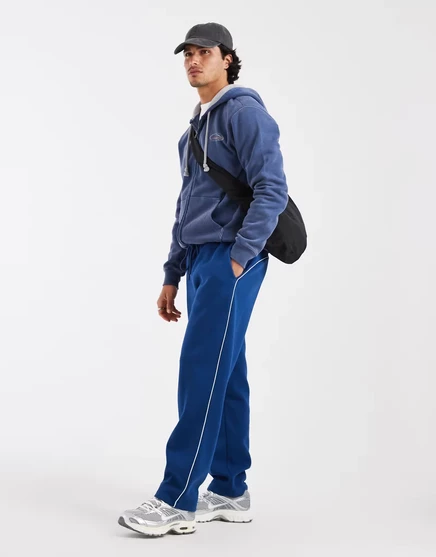 Мужские спортивные штаны ASOS Design прямого кроя с кулиской, контрастным кантом и боковыми карманами, темно-синие