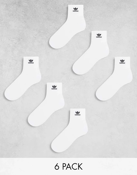 Мужские укороченные носки adidas Originals, 6 пар, белые