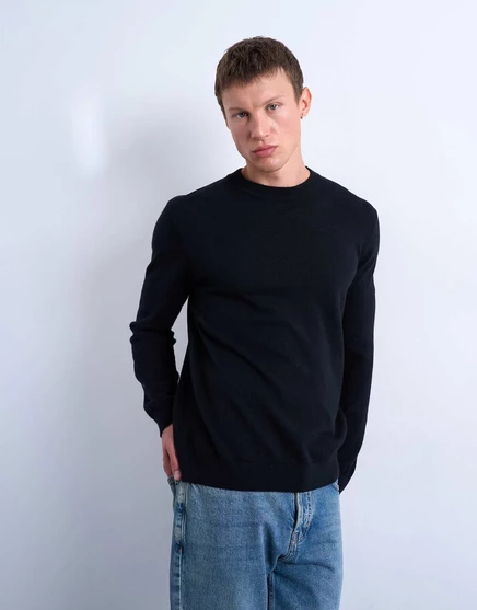 Свитер из смесовой шерсти Topman essential с горловиной черепахой черного цвета black