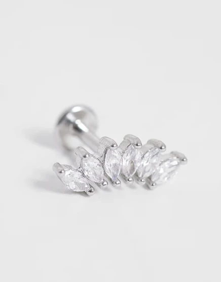 Женский лабрет Kingsley Ryan Gemset Petal, серебристый