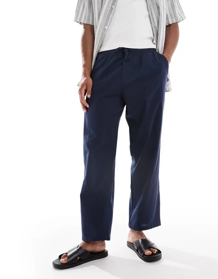Мужские брюки Jack & Jones льняные, темно-синие