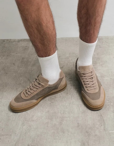 Мужские кроссовки ASOS COLLECTIVE Made in Portugal из кожи и замши, тауп