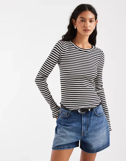 Женская футболка Free People Easy does it, черно-белая