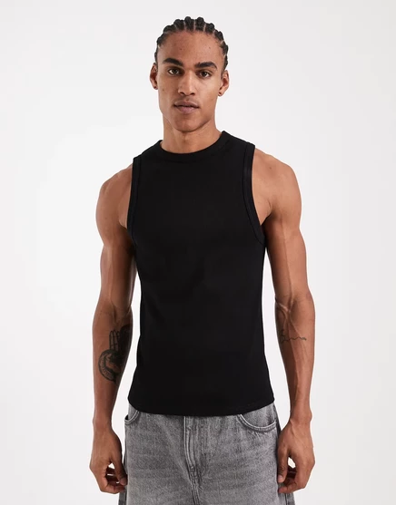 Мужская майка ASOS Design облегающая в рубчик, черная