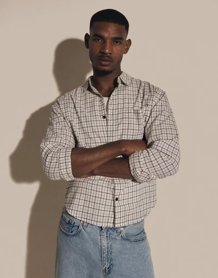 Мужская укороченная рубашка Topman в клетку, экрю
