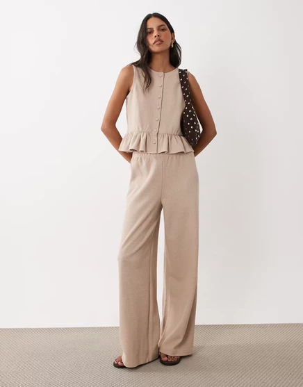 Женские широкие брюки Miss Selfridge, овсяные