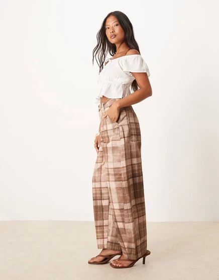 ДИЗАЙНЕРСКИЕ миниатюрные брюки-бочкообразки в клетку от ASOS DESIGN check