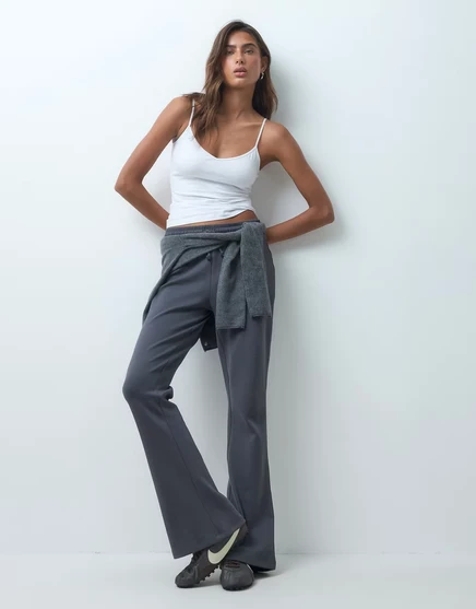 Женские брюки-клёш ASOS Design Interlock, серые