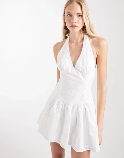 Женское платье cotton on kaity, халтер мини, белое