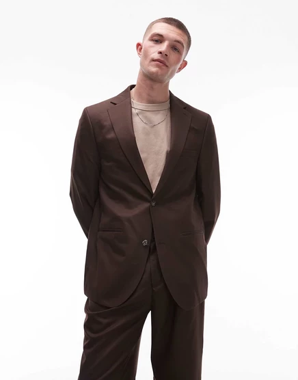 Мужской пиджак Topman Relaxed, коричневый