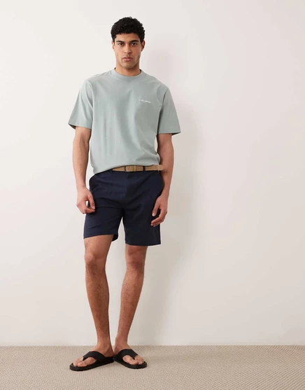 Мужские шорты Threadbare Chino с ремнем, темно-синие