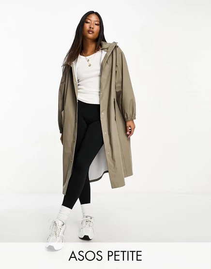 Женская резиновая парка ASOS Petite, бежево-серая