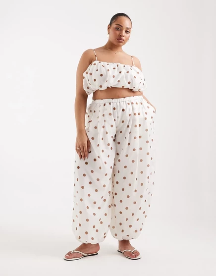 Объемные брюки-баллоны ASOS DESIGN Curve в терракотовый горошек - часть комплекта terracotta spot