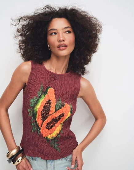 Женский топ-майка ASOS Design с принтом папайи, коричневый