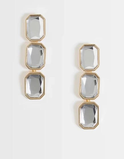 Женские серьги ASOS Design тройные с серебристыми кристаллами, мульти