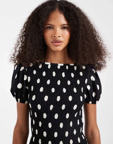 Женский топ ASOS Design с присборкой, черный в горох