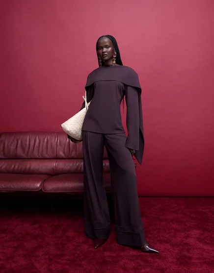 Широкие брюки с манжетами ASOS DESIGN, сшитые на заказ в сливовом цвете plum