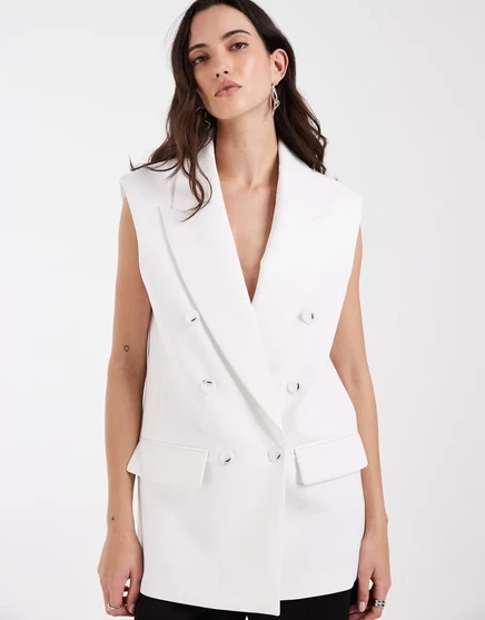 Женский двубортный безрукавный блейзер ASOS Design, белый