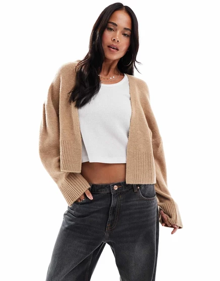 Кардиган ASOS DESIGN от края до края в бисквитном цвете biscuit
