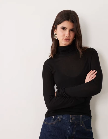 Топ ASOS DESIGN из прозрачного трикотажа с черепашьим вырезом 