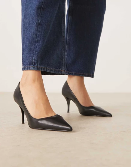 Черные туфли-лодочки из кожи Mango black