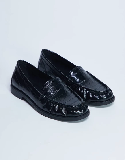 Женские лоферы TopShop Coby с тиснением под кроко, черные