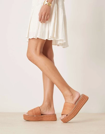 ДИЗАЙНЕРСКИЕ сандалии-эспадрильи Jordyn mule на плоской подошве ASOS DESIGN оранжевого цвета apricot
