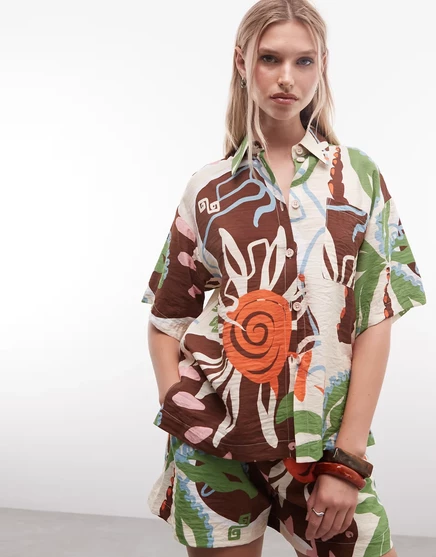 Женская пляжная рубашка ASOS Design, тропический принт