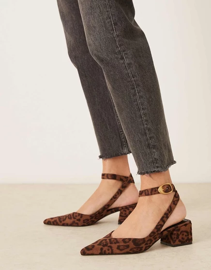 Дизайнерские туфли Sienna на среднем каблуке ASOS из замши с леопардовым принтом leopard suedette