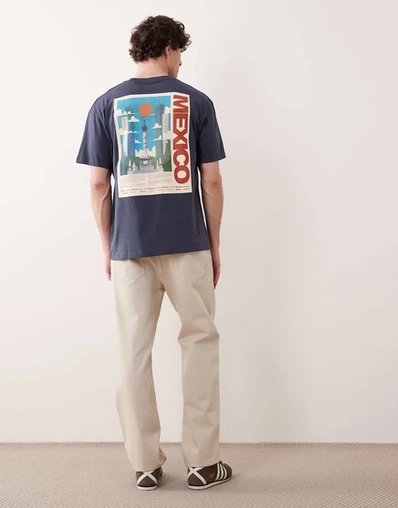 Футболка с обратной стороной открытки Jack &Jones Mexico темно-синего цвета