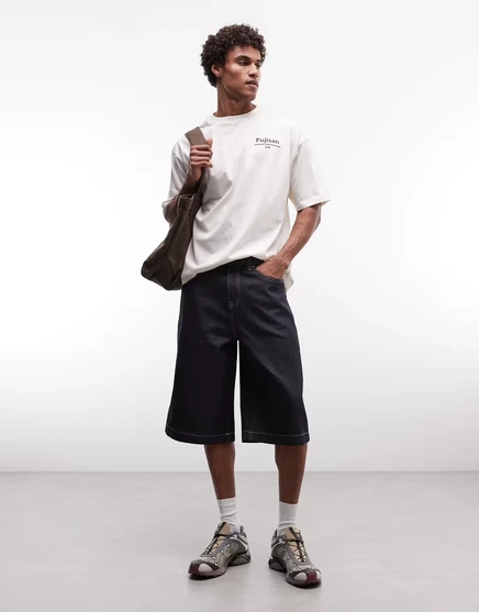 Мужские шорты ASOS Design удлинённые джинсовые, индиго