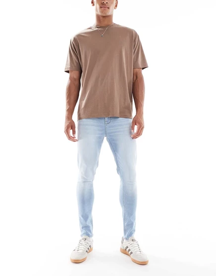Джинсы-стрейч ASOS DESIGN power светло-голубого цвета light wash blue