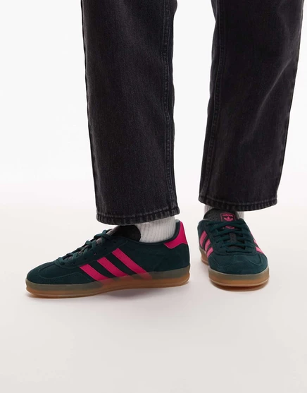 Кроссовки adidas Originals Gazelle темно-зеленого и ярко-розового цветов dark green