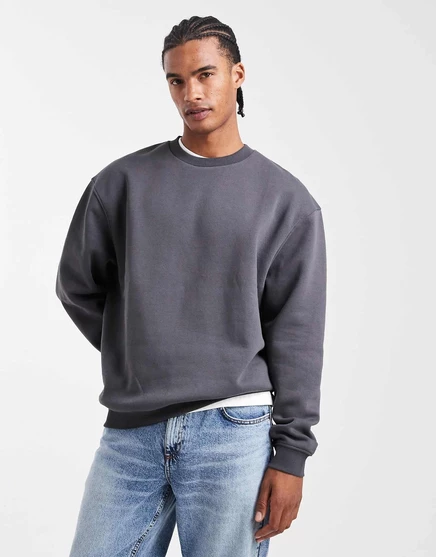 Свитшот свободного кроя от ASOS DESIGN essential цвета древесного угля  ashpalt
