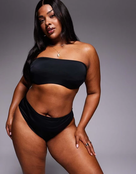 Купальник-бикини Maya Azores с завышенной талией от ASOS DESIGN Curve черного цвета black