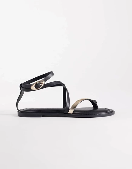 ДИЗАЙНЕРСКИЕ босоножки ASOS Florence с широким носком и ремешками черного цвета black