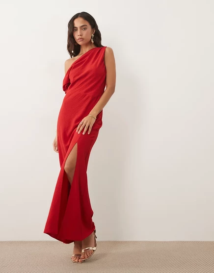Женское макси-платье ASOS Design с бантом, малиновое