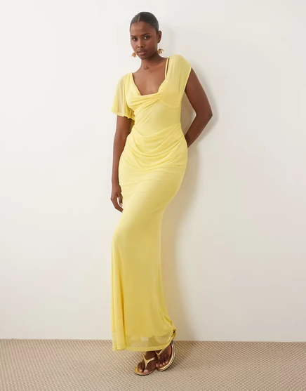 Женское платье макси ASOS Design асимметричное, лимонное
