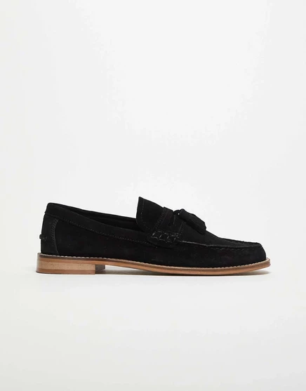 ДИЗАЙНЕРСКИЕ мокасины ASOS из черной кожи с кисточкой black