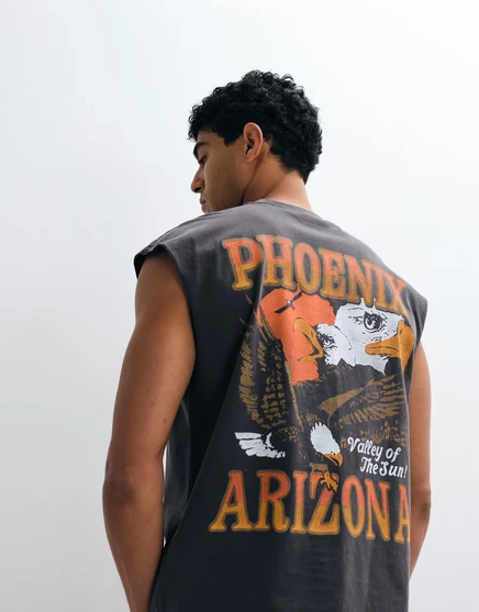Мужская майка Hollister Arizona с принтом на спине, черная
