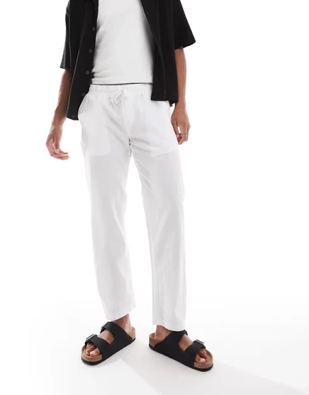 Мужские брюки Jack & Jones из льняной смеси, белые