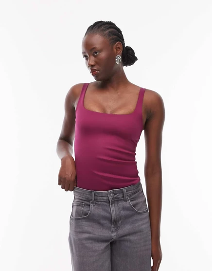 Женское боди ASOS Design Super Sculpt с квадратным вырезом, сливовое