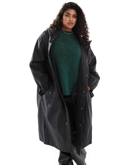 Женская резинированная парка ASOS Curve, черная